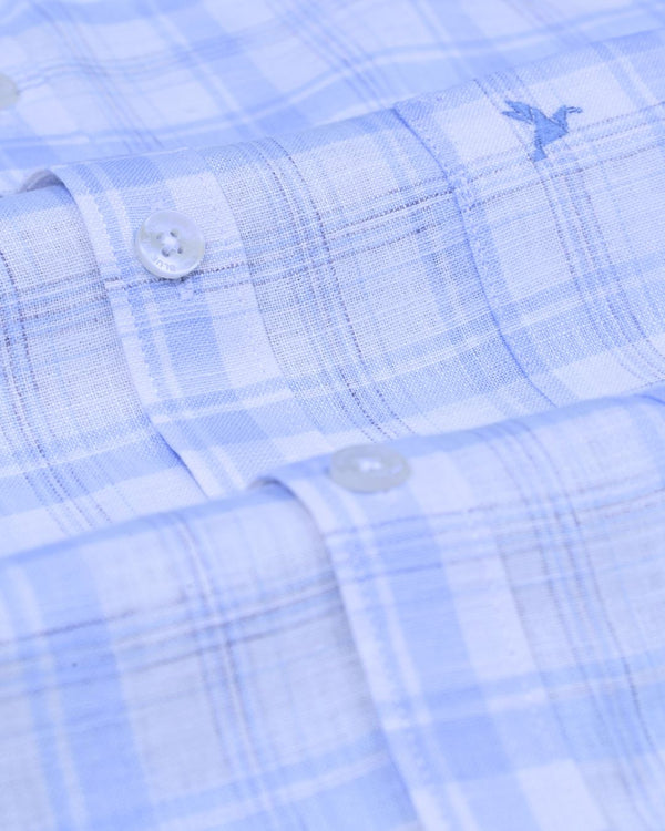 Multi Blue Line Checks -Full-Bamboo Linen