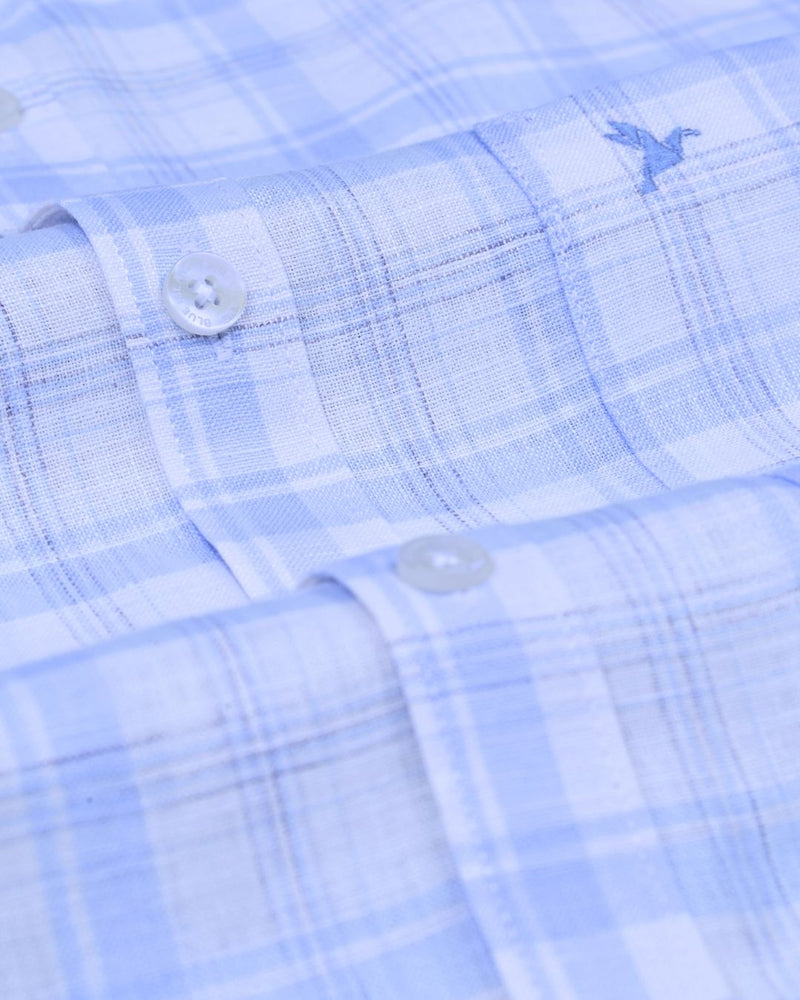 Multi Blue Line Checks -Full-Bamboo Linen