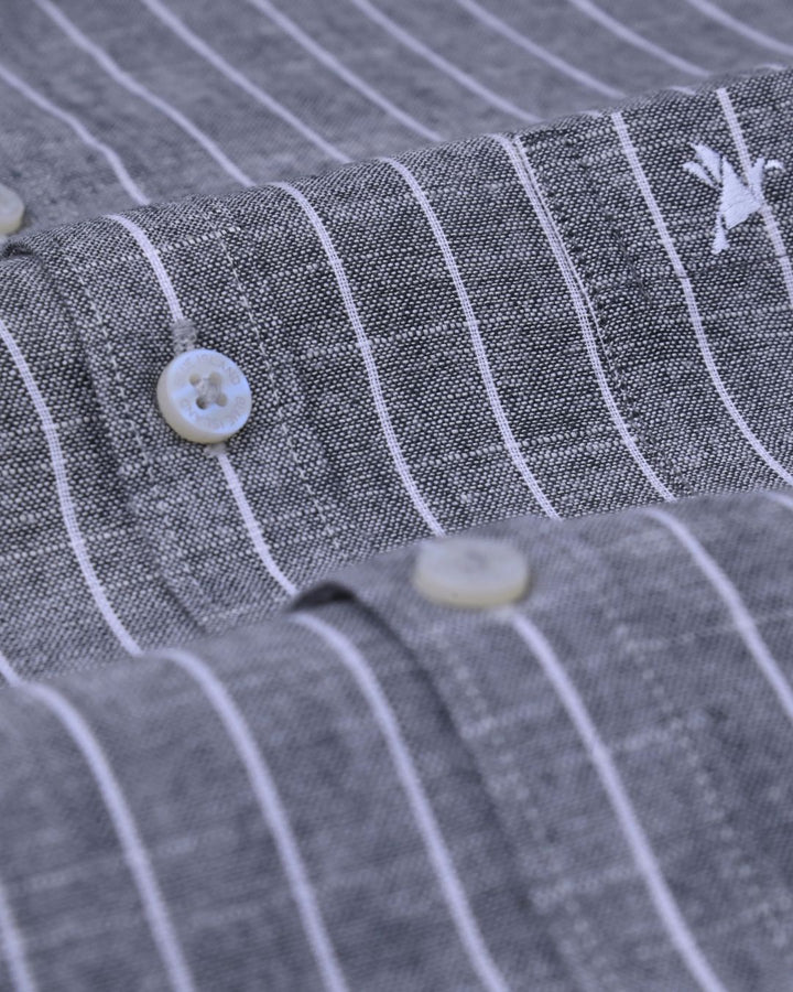 Black Pinstripes -Full-Bamboo Linen