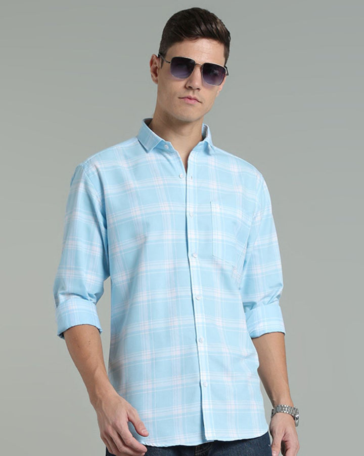 Blue & White Box Checks -Full-Stain Proof