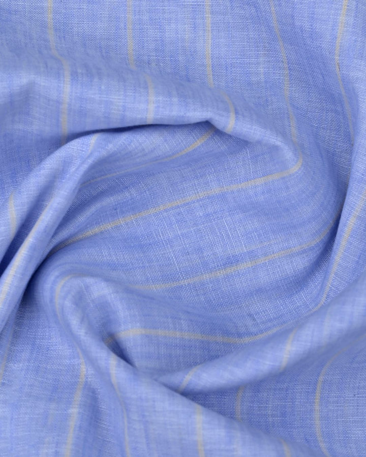 Blue & Cream Line Stripes -Full-Cotton Linen Shirt