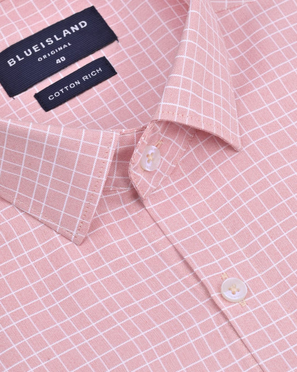 Blush Pink & White Line Checks - Full-Cotton Rich