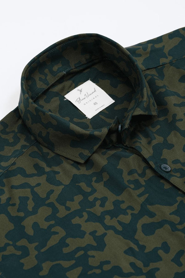 Royal Green Camo Print - Half Sleeve - Airlite Shirt