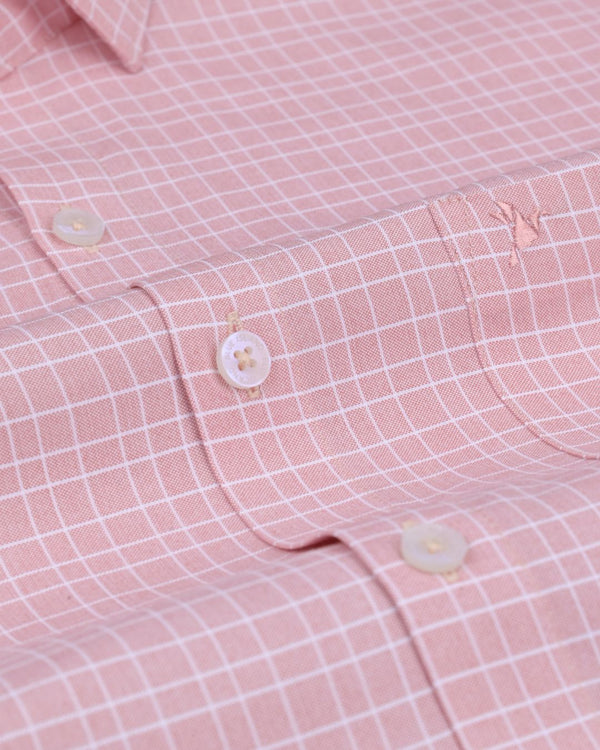 Blush Pink & White Line Checks - Full-Cotton Rich