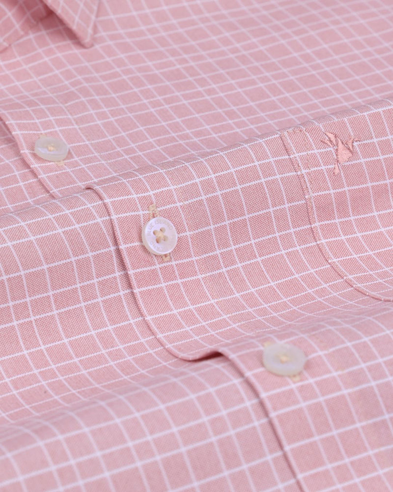 Blush Pink & White Line Checks - Full-Cotton Rich