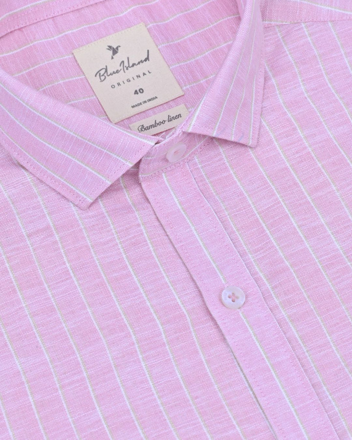 Multi Pink Line Stripes -Full-Bamboo Linen
