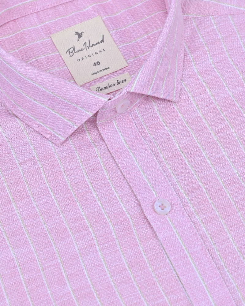 Multi Pink Line Stripes -Full-Bamboo Linen