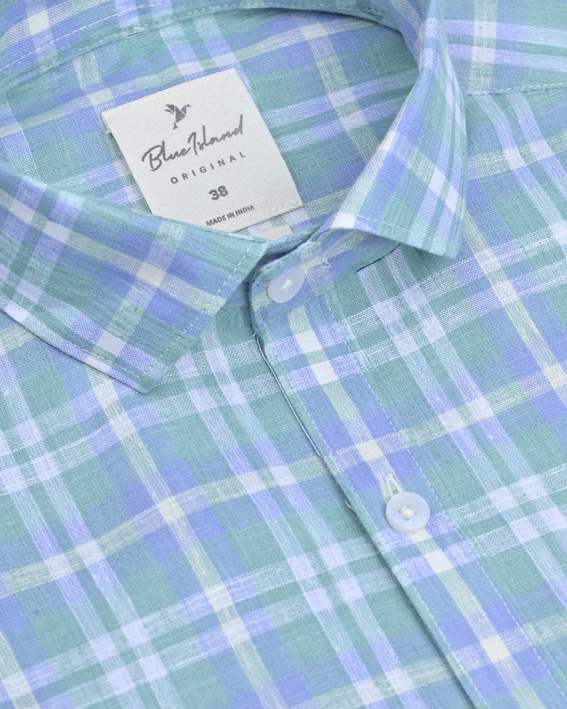 Green & Blue Multi Checks -Full-Bamboo Linen