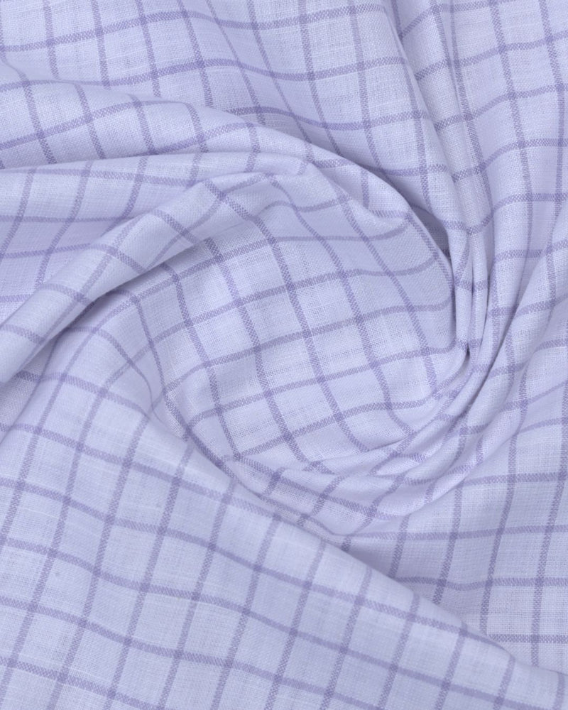 White & Lavender Square Checks -Full-Bamboo Linen