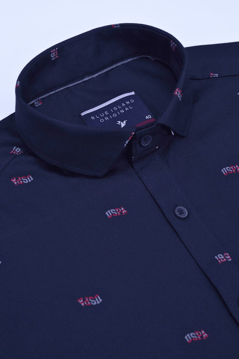 Navy Polo Print -Full-Stain Proof