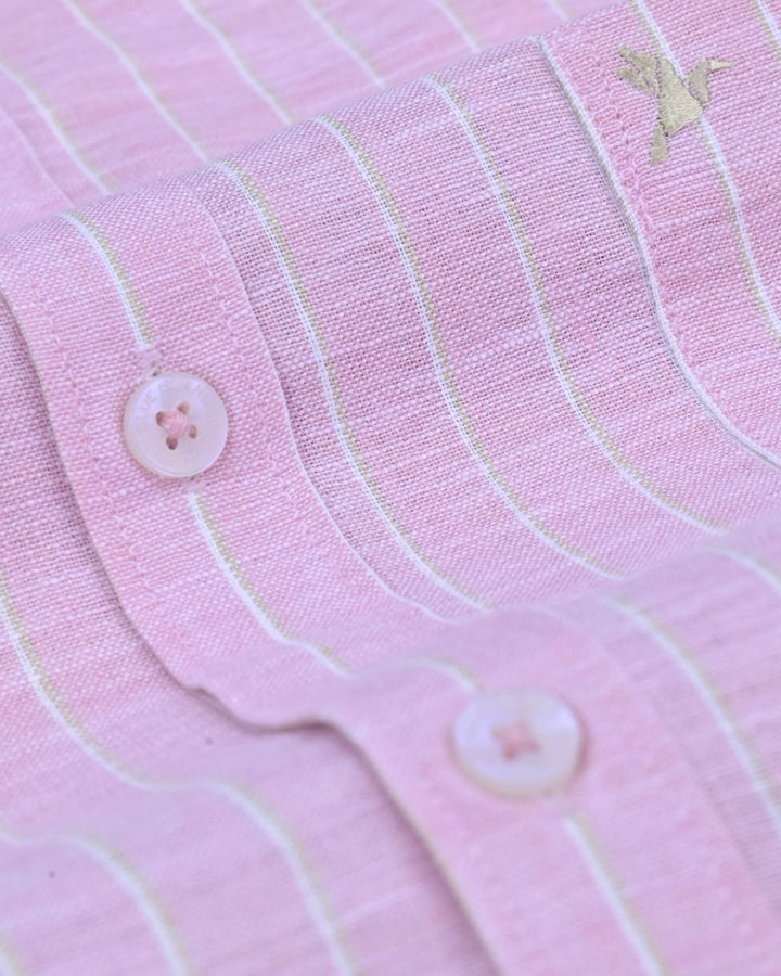 Multi Pink Line Stripes -Full-Bamboo Linen