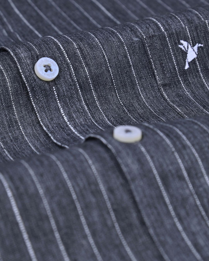 Dusty Black Stripes -Full-Bamboo Linen