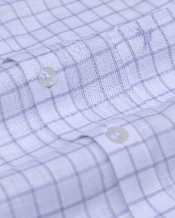 White & Lavender Square Checks -Full-Bamboo Linen