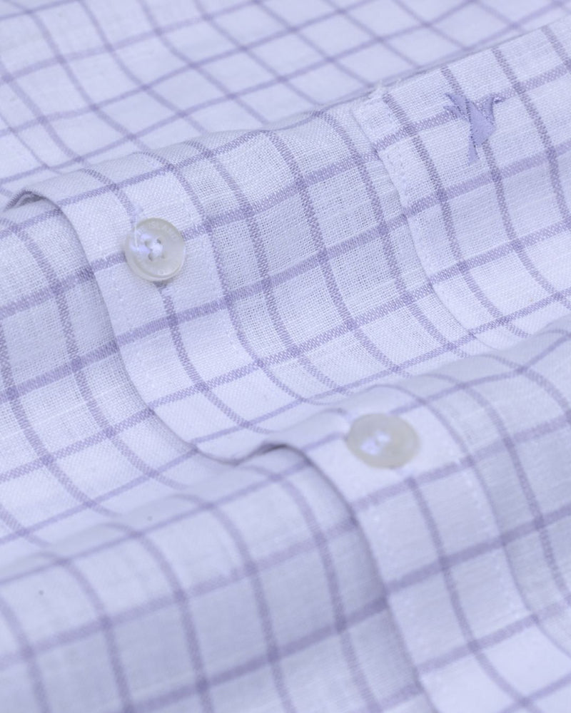 White & Lavender Square Checks -Full-Bamboo Linen