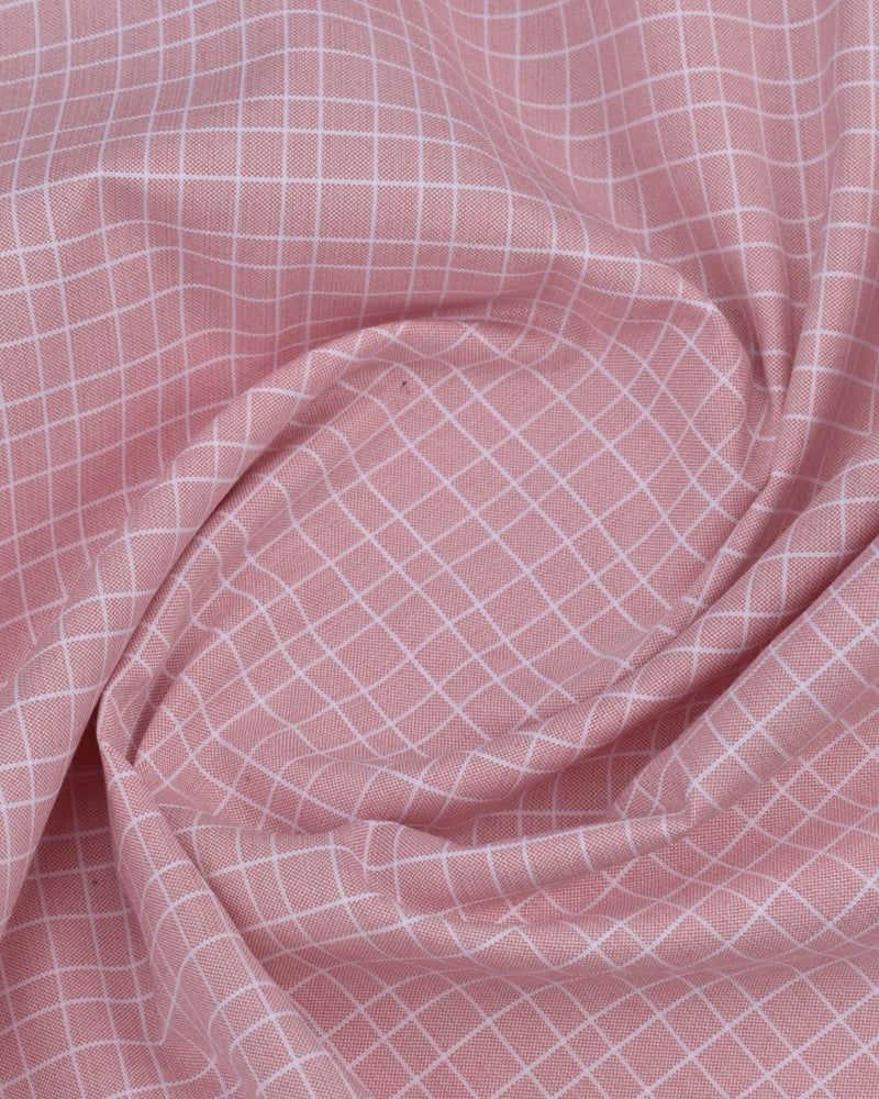 Blush Pink & White Line Checks - Full-Cotton Rich
