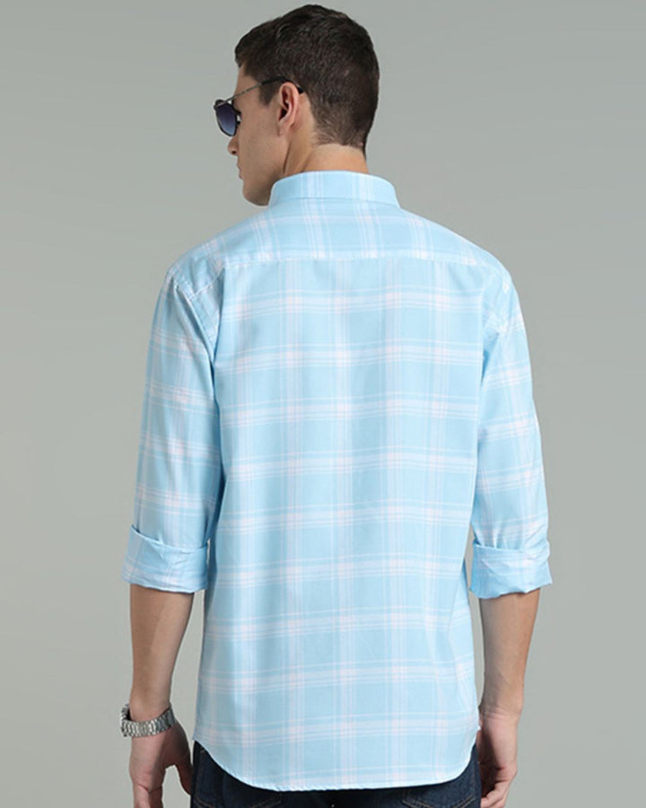 Blue & White Box Checks -Full-Stain Proof