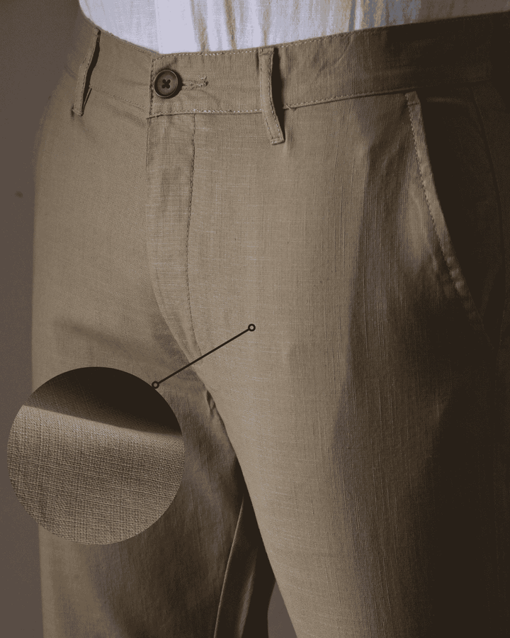 Desert Brown - 2 way stretch - COTTON LINEN PANT