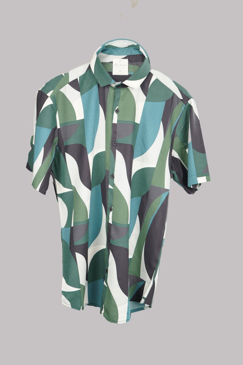 Mystic Green Abstract Print - Half Sleeve - Airlite Shirt