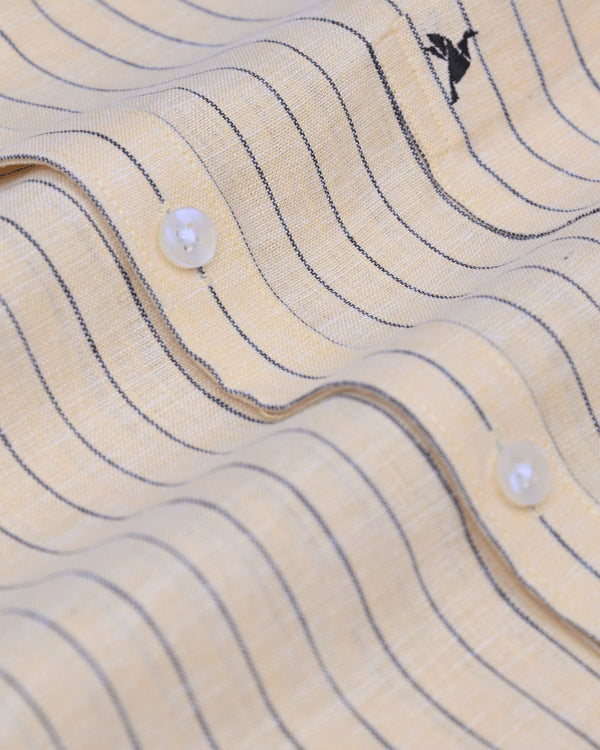 Golden Black Stripes -Full-Bamboo Linen