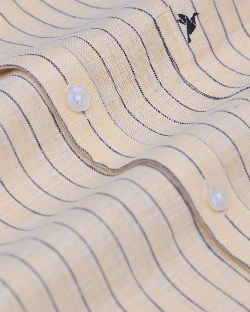 Golden Black Stripes -Full-Bamboo Linen