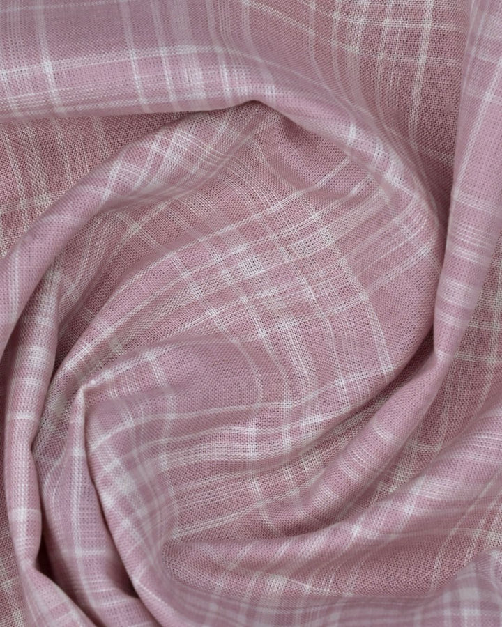 Salmon Pink Checks -Full-Cotton Linen Shirt