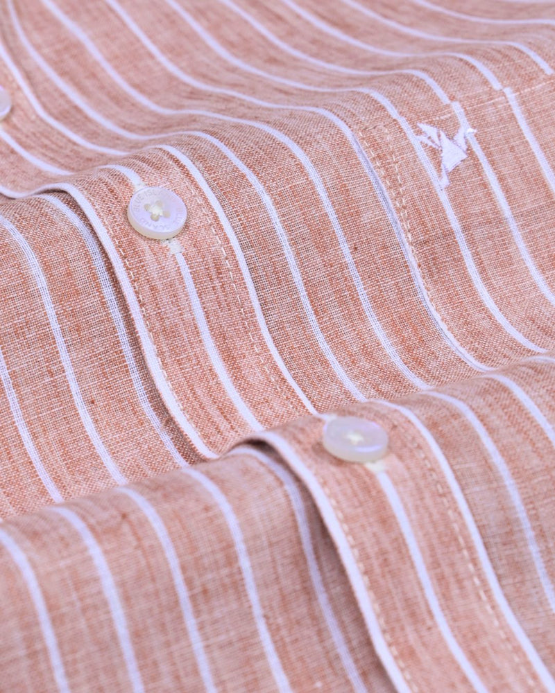 Copper Brown Stripes -Full-Bamboo Linen