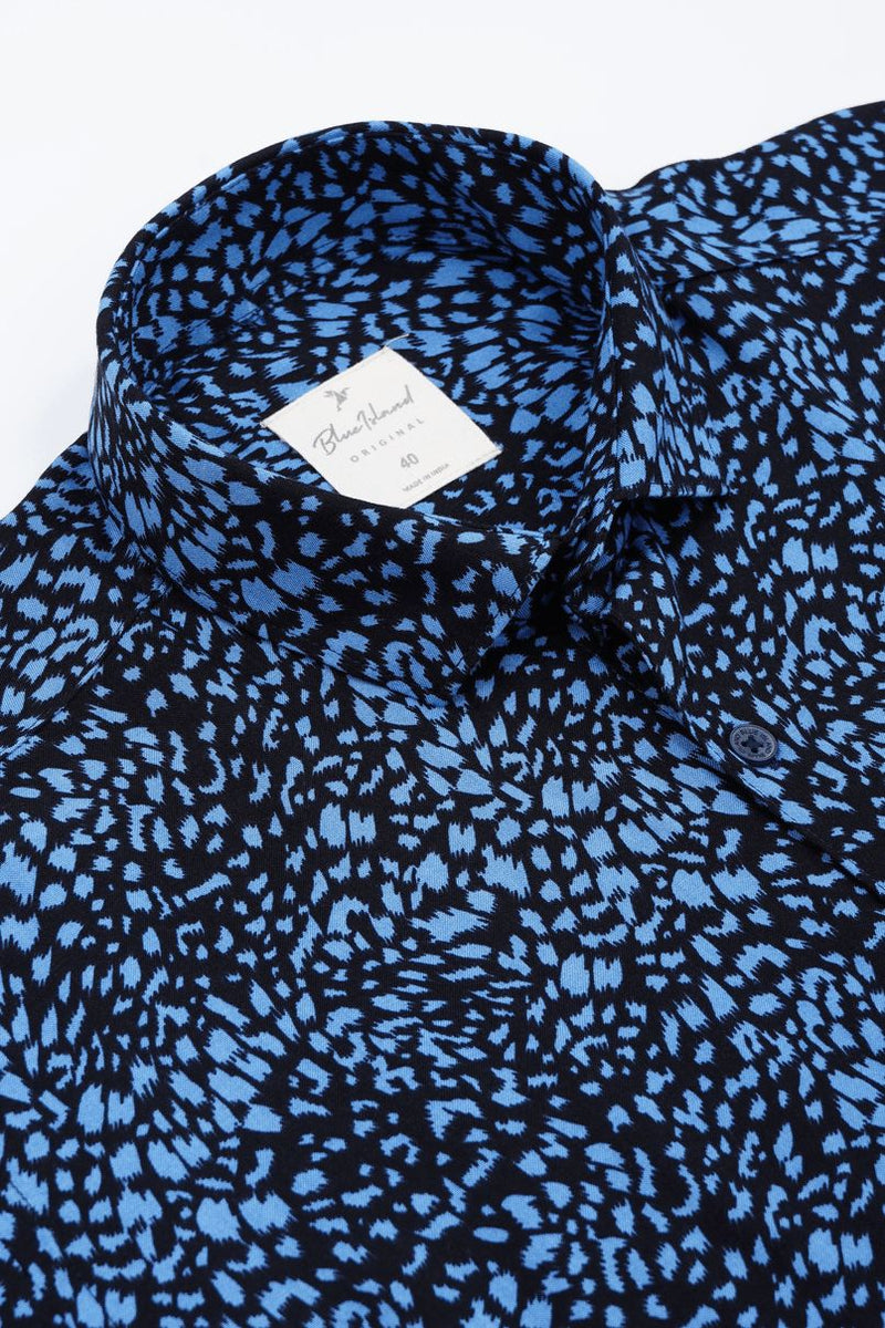 Blue Leopard Print - Half Sleeve - Airlite Shirt