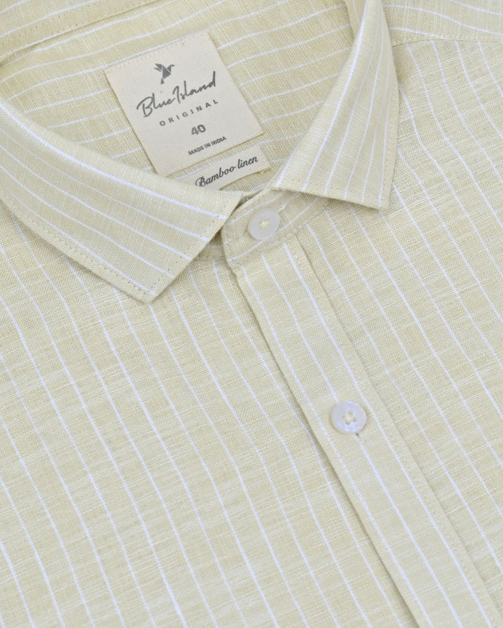 Cream & White Stripes -Full-Bamboo Linen