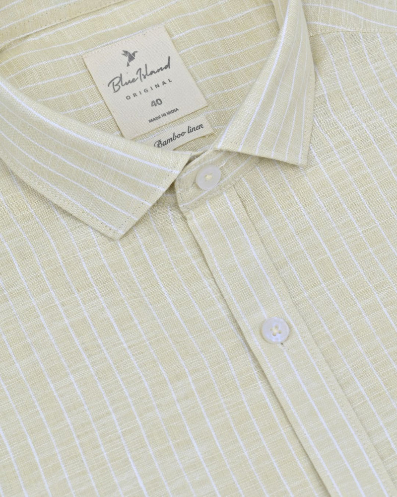 Cream & White Stripes -Full-Bamboo Linen