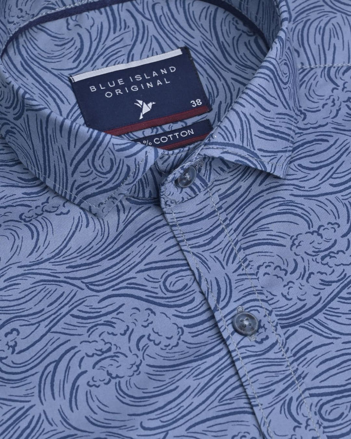 Slate Blue Ocean Print - Full-Stain Proof