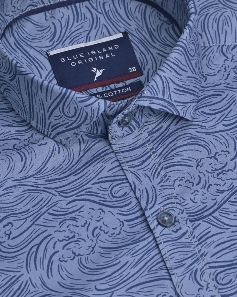 Slate Blue Ocean Print - Full-Stain Proof