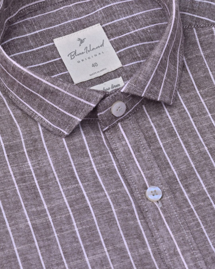 Brown Pinstripes -Full-Bamboo Linen