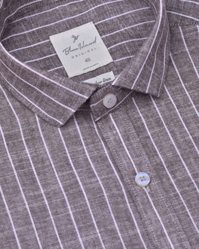 Brown Pinstripes -Full-Bamboo Linen