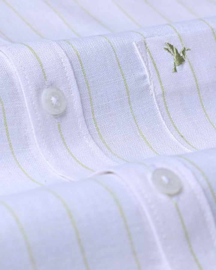 White & Radium Line Stripes -Full-Bamboo Linen