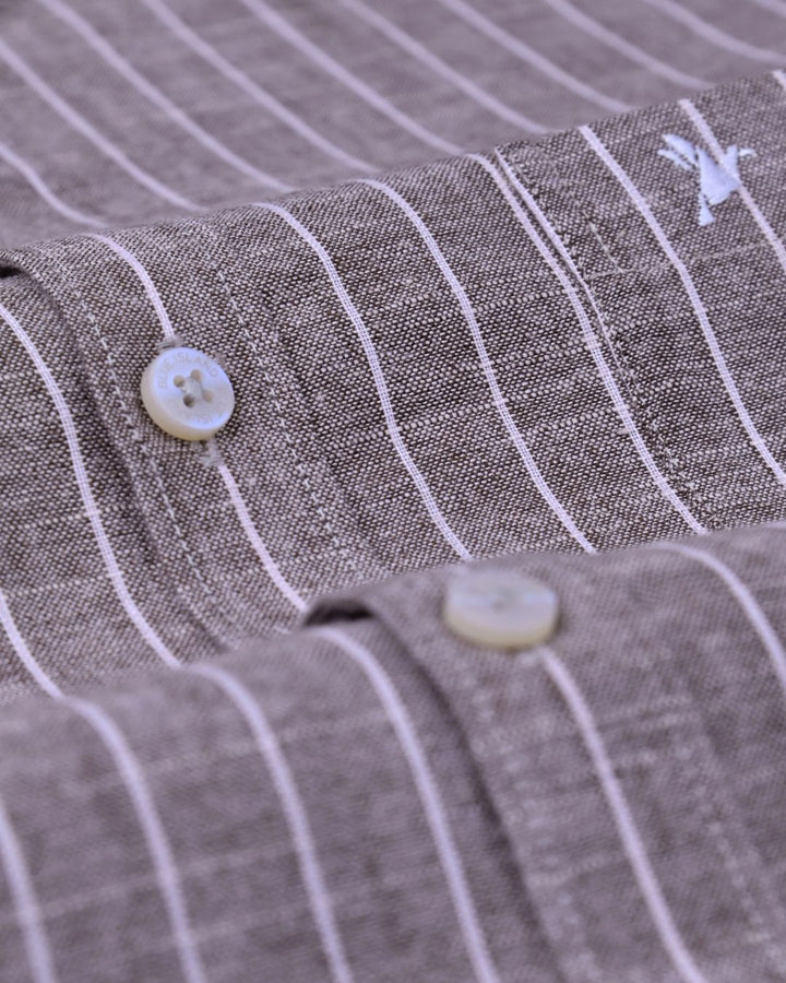 Brown Pinstripes -Full-Bamboo Linen