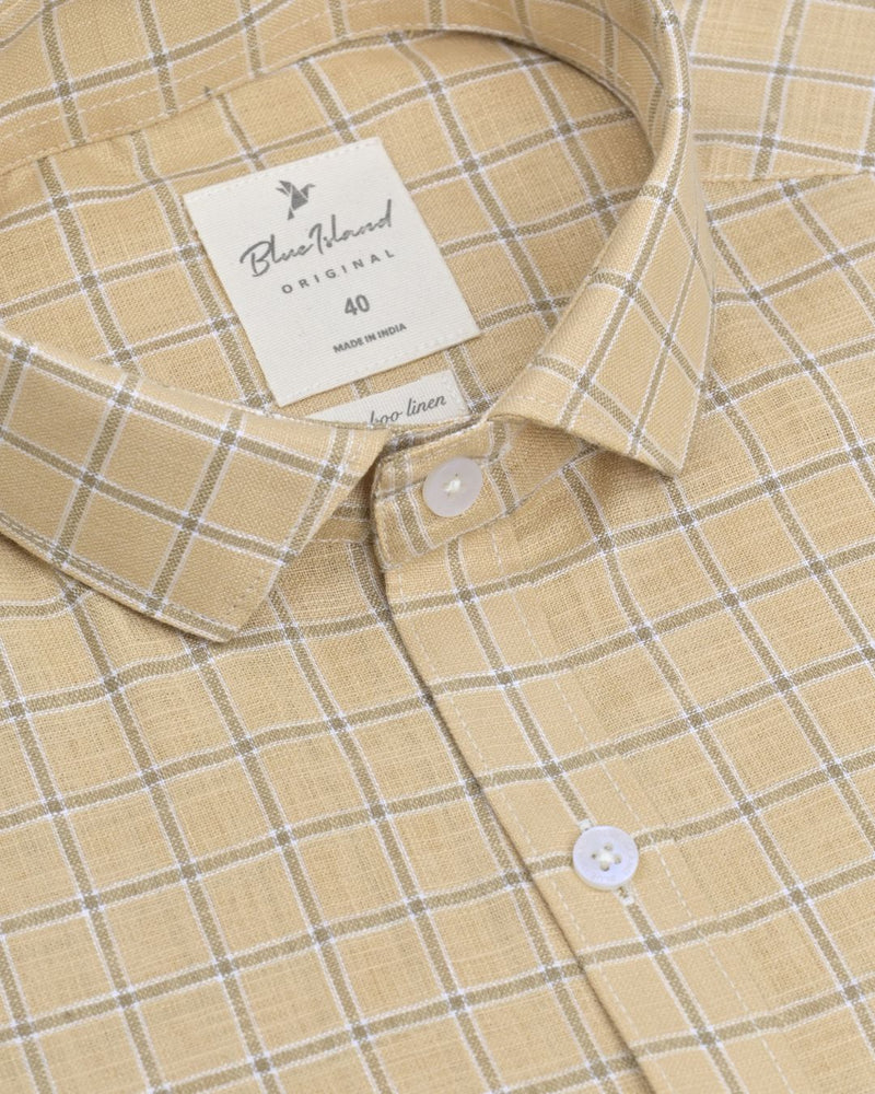 Sandal Orange Box Checks -Full-Bamboo Linen