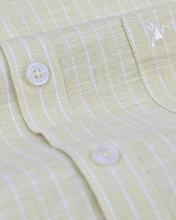 Cream & White Stripes -Full-Bamboo Linen