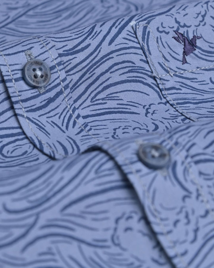 Slate Blue Ocean Print - Full-Stain Proof