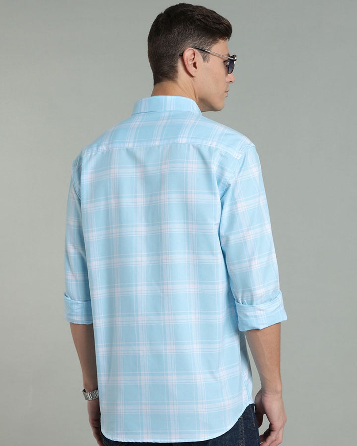 Blue & White Box Checks -Full-Stain Proof