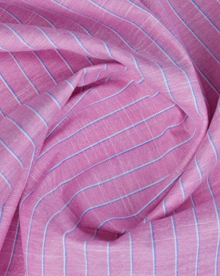 Pink & Denim Stripes -Full-Bamboo Linen