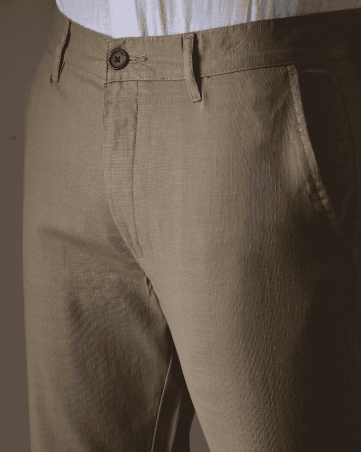 Desert Brown - 2 way stretch - COTTON LINEN PANT