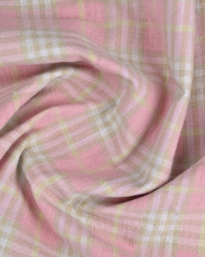 Lite Redish Multi Line Checks -Full-Cotton Linen Shirt