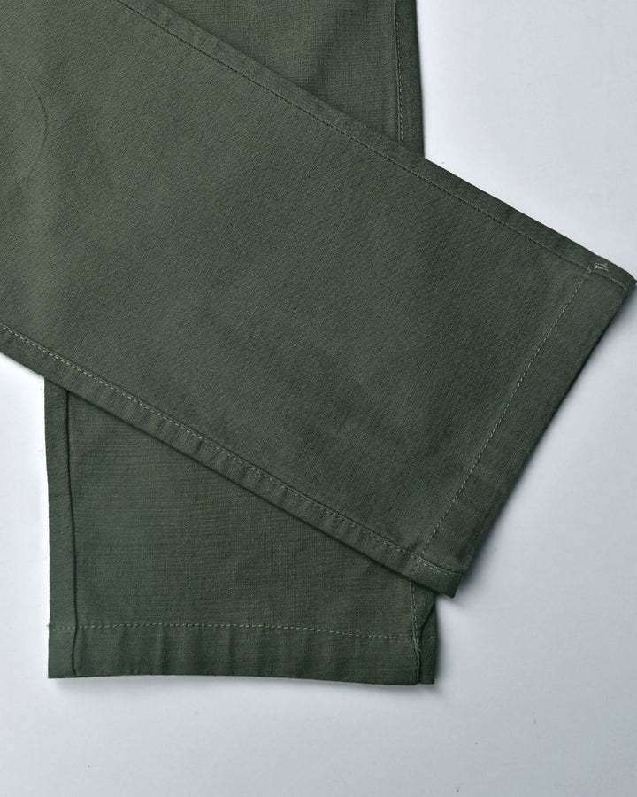 Army Green - 2 way stretch - COTTON LINEN PANT