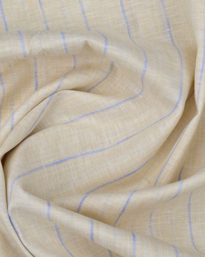 Cream & Blue Line Stripes -Full-Cotton Linen Shirt