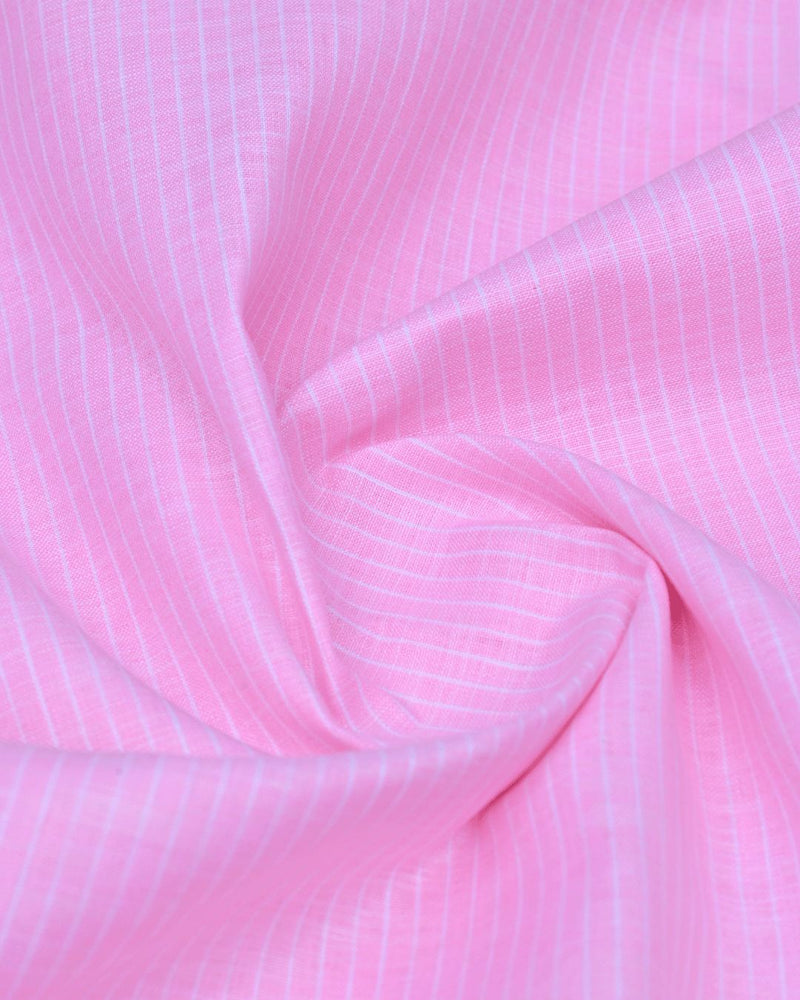Pink Mini Stripes -Full-Bamboo Linen