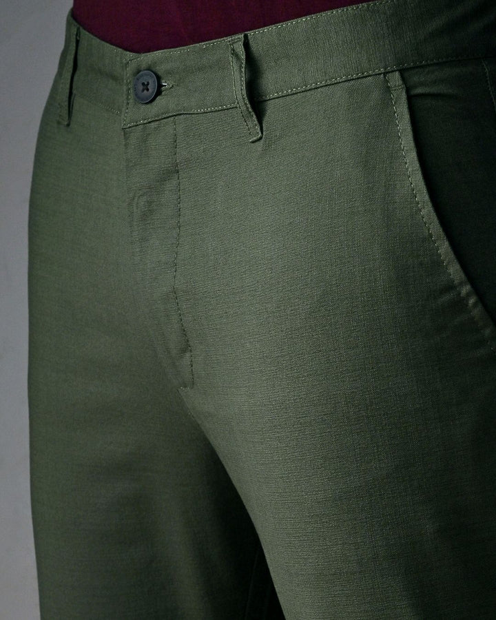 Army Green - 2 way stretch - COTTON LINEN PANT