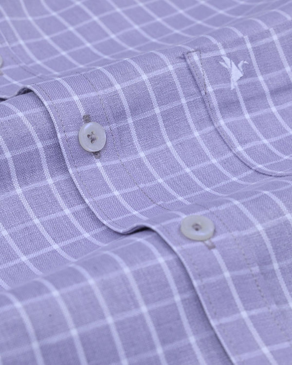 Mild Lavender & White Square Checks -Full-Bamboo Linen