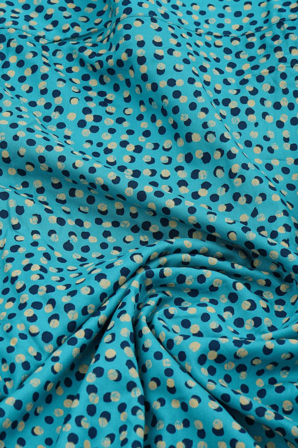 Teal Blue Dotted Print - Half Sleeve - Airlite Shirt