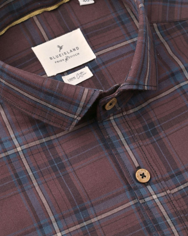 Brown & Golden Line Checks -Full-Stain Proof