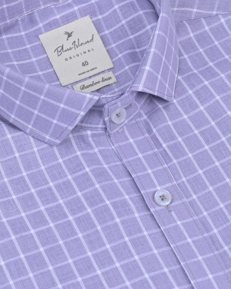 Mild Lavender & White Square Checks -Full-Bamboo Linen